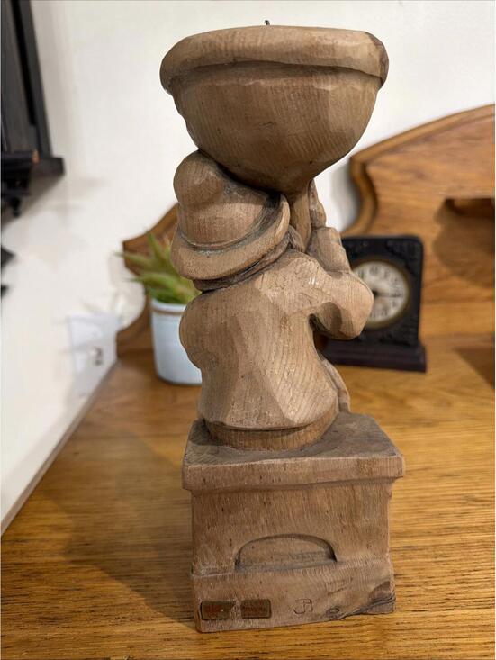 VTG Wood Gnome Candleholder HandCarved Tiroler Austria Alpine Whimsical Unique - Picture 5 of 10